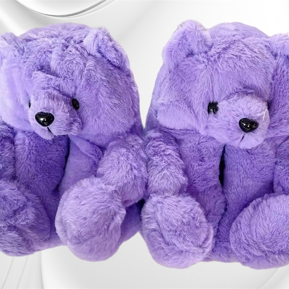 Women's Teddy Bear Fuzzy Slippers Cute Cartoon Shoes Non-Slip Animals Fluffy